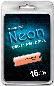 Afbeelding van USB stick 2.0 Integral 16Gb neon oranje