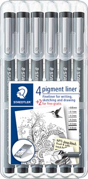 Afbeelding van pigment liner fineliner box 6 st (4 + 2)