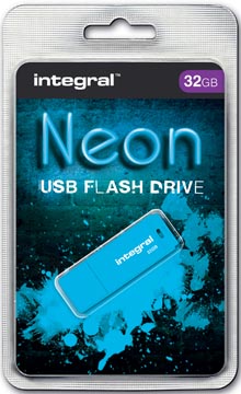 Afbeelding van USB stick 2.0 Integral 32GB neon blauw