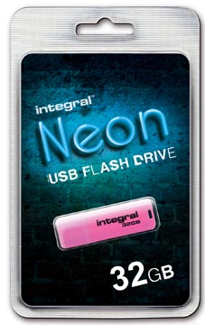 Afbeelding van USB stick 2.0 Integral 32GB neon roze