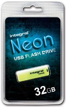 Afbeelding van USB stick 2.0 Integral 32GB neon geel