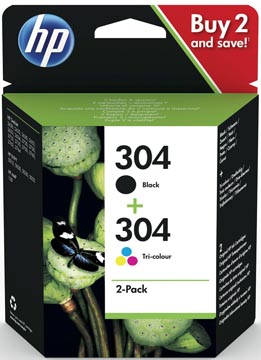 Afbeelding van HP 304 (3JB05AE) Inktcartridge Zwart + 3 kleuren Voordeelbundel