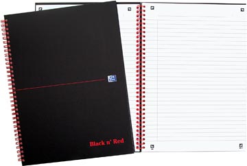 Afbeelding van Oxford Black N&#039; Red Spiraalblok Karton, 140 Bladzijden Ft A4, Gelijnd Spiraalschrift