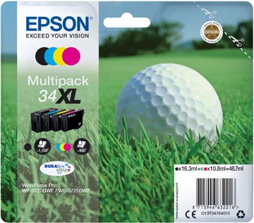 Afbeelding van Epson 34XL (C13T34764010) Inktcartridge 4 kleuren Voordeelbundel Hoge capaciteit