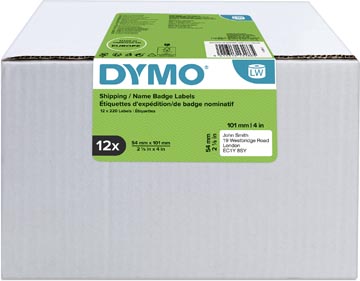 Afbeelding van Dymo 13186 (S0722420) Etiket Zwart op wit (54 mm x 101 mm) 12 rollen