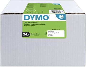 Afbeelding van Dymo 13187 (S0722390) Etiket Zwart op wit (36 mm x 89 mm) 24 rollen