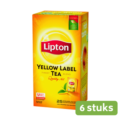 Afbeelding van Lipton Yellow Label 25 theezakjes plant based Doos 6 stuks