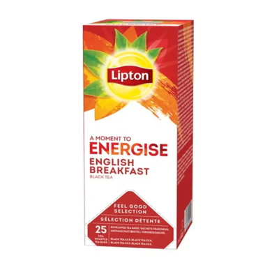 Afbeelding van Lipton Energise English Breakfast Thee doos 25 theezakjes