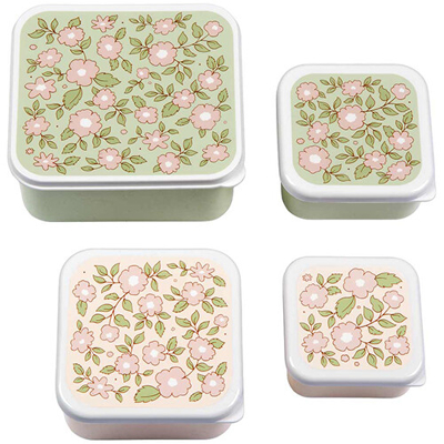 Afbeelding van A Little Lovely Company Snack Box Set Blossoms Sage 4st.