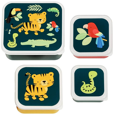 Afbeelding van A Little Lovely Company Snack Box Set Jungle Tiger 4st.