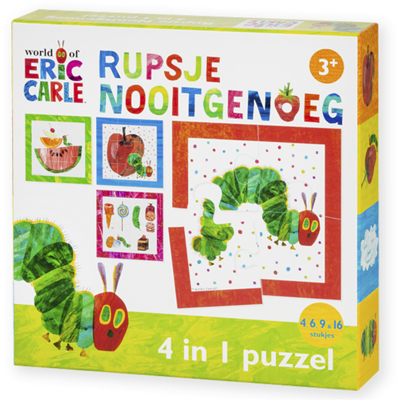 Afbeelding van Bambolino Toys Rupsje Nooitgenoeg 4 in 1 Kartonnen Puzzelset 83010
