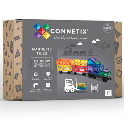 Afbeelding van Connetix magnetische tegels rainbow transport 50st