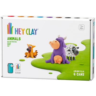 Afbeelding van Hey Clay Interactieve Boetseerklei Animals (6 kleuren)