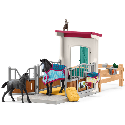 Afbeelding van Schleich horse club paardenbox met paard en veulen