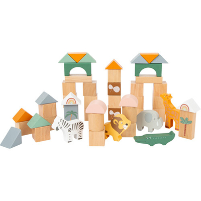 Afbeelding van Small foot bouwblokken met speelfiguren safari 50st
