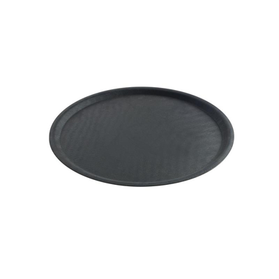 Abbildung von HENDI Serviertablett rund Ø 28 x 2,2 cm Fiberglas Glasfaser schwarz Antirutsch Beschichtung Plastik, Gastro Tablett kaufen