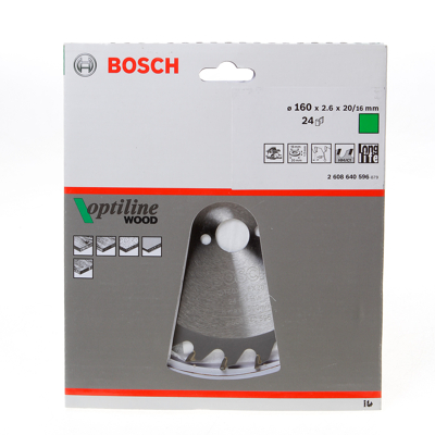 Afbeelding van Bosch Cirkelzaagblad 24 tanden Optiline Wood ATB 160 x 20/16mm