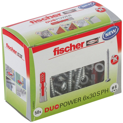 Afbeelding van Fischer plug duopower 6x30mm met bolkopschroef 50 stuks