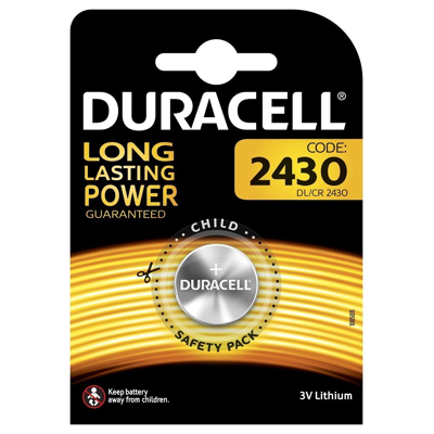 Afbeelding van Batterij Duracell knoopcel 1xCR2430 lithium diameter24mm 3V 280mAh