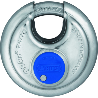 Afbeelding van ABUS Discushangslot 70mm RVS met blauwe beschermkap (Verpakt in blister)