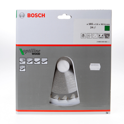 Afbeelding van Bosch Cirkelzaagblad optiline 24 tanden ATB diameter 165 x 2.4 30/20mm