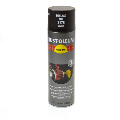Afbeelding van Rust oleum hard hat deklaag ral mat, 500 ml, mat zwart, , 2178, spuitbus