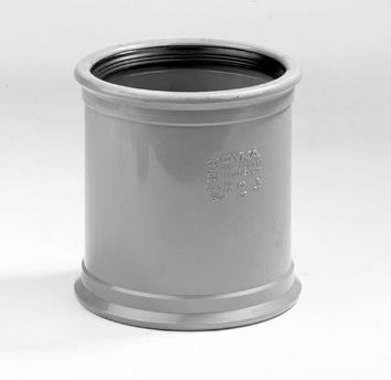 Afbeelding van Dyka Overschuifmof met rubber manchetverbinding klasse 41 PVC grijs keurmerk BRL52100/BRL52200 110mm