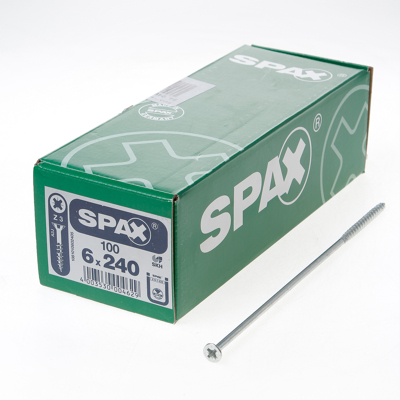 Afbeelding van Spax Spaanplaatschroef platverzonken kop verzinkt pozidriv 6.0x240mm (per 100 stuks)