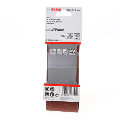 Afbeelding van Bosch Schuurband 65 x 410mm K120 blister van 3 banden