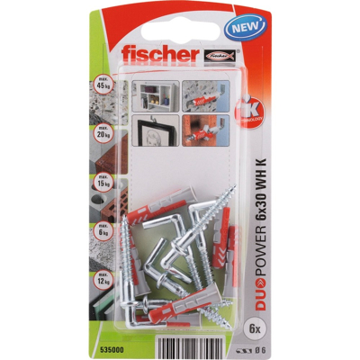 Afbeelding van Fischer plug duopower 6x30mm met winkelhaak 6 stuks