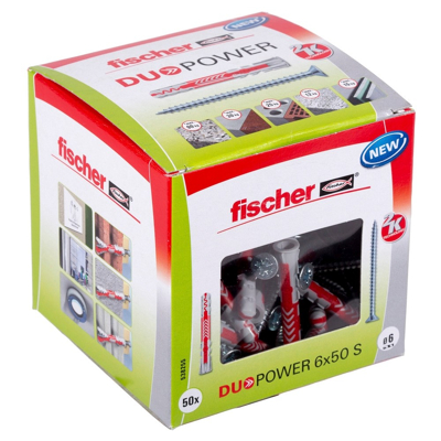 Afbeelding van Fischer plug Duopower met schroef 6x50mm (Per 50 stuks)