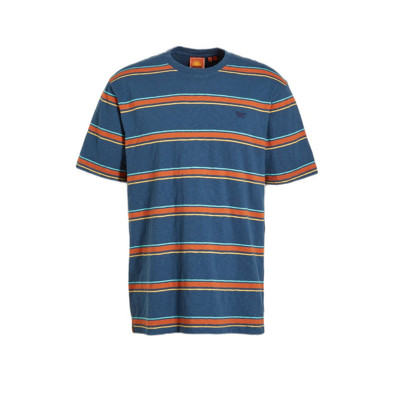 Afbeelding van Superdry t shirt blauw oranje gestreept katoen 56