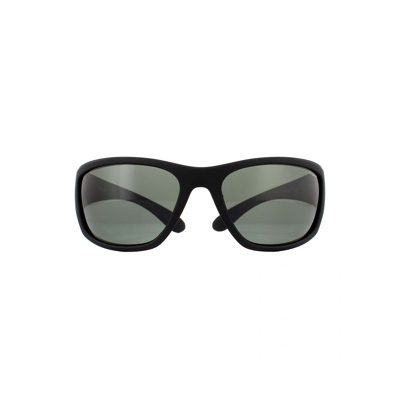Afbeelding van Polaroid wrap heren rubber zwart grijze gepolariseerde zonnebril Sunglasses