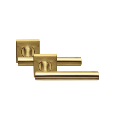 Afbeelding van Formani Deurkruk BASICS LB7 19BSQ geveerd op vierkant rozet PVD goud