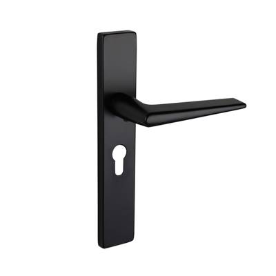 Afbeelding van Lavuzo deurkruk Modena Zwart met rechthoekig schild PC55 Per set