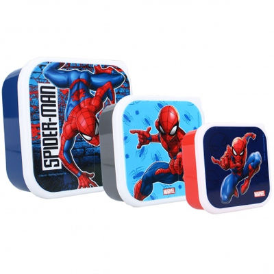 Afbeelding van Jongens Spiderman Snackbox (3in1) Let&#039;s Eat! Blauw/Navy