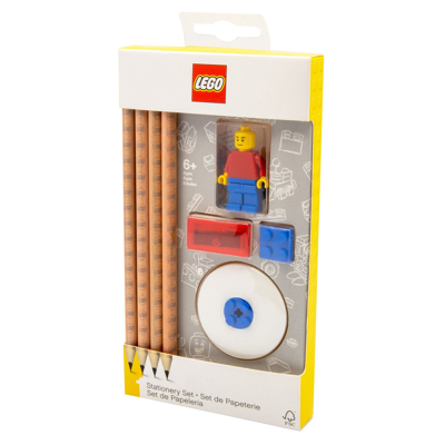 Abbildung von LEGO Schreibwarenset 4 Bleistifte, 1 Bleistiftspitzer, Radiergummi, Topper, Legofigur