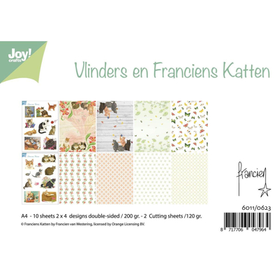 Abbildung von Joy!Crafts Papierset A4 10pcs Franciens Katzen und Schmetterlinge