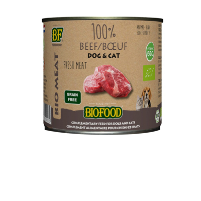 Afbeelding van 12x BF Petfood Biofood Organic Hond en Kat 100% Rund 200 gr