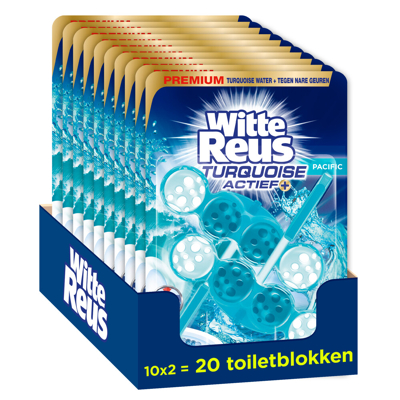 Afbeelding van 10x Witte Reus Toiletblok Turquoise Actief 2 stuks
