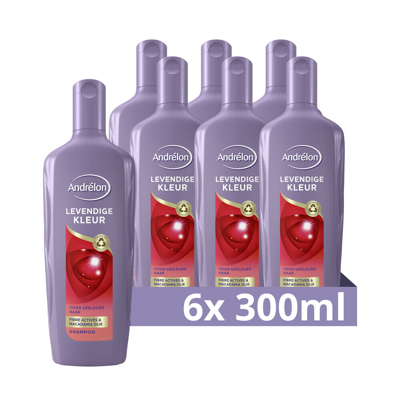 Afbeelding van 6x Andrelon Shampoo Levendige Kleur voor verzorgen en beschermen gekleurd haar 300ml