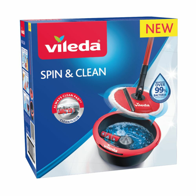 Afbeelding van Vileda Spin &amp; Clean Mop Complete Set Rood en Zwart