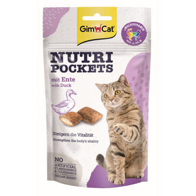 Afbeelding van Gimcat Nutri Pockets Kattensnack Eend 60 g