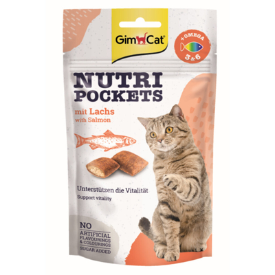 Afbeelding van Gimcat Nutri Pockets Kattensnack Zalm 60 g