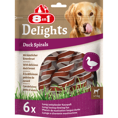 Afbeelding van 8in1 Delights Duck Spirals Hondensnacks Kip Eend 60 g 6 stuks