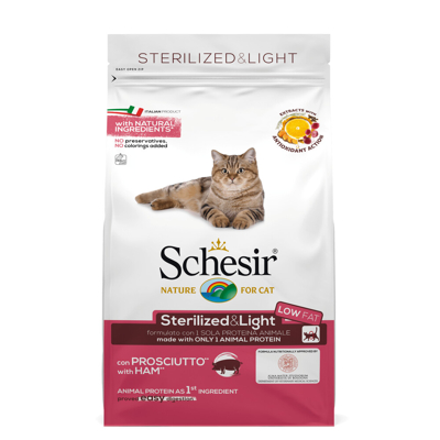 Afbeelding van Schesir Cat Dry Sterilized &amp; Light Ham Kattenvoer 1.5 kg Monoprotein