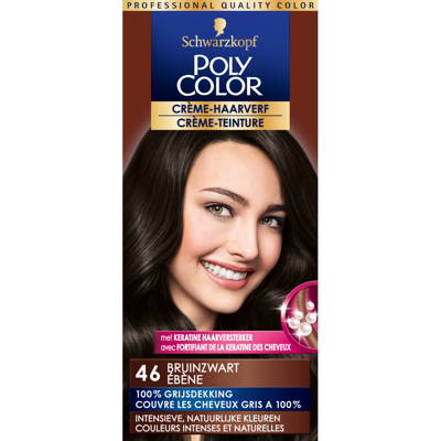 Afbeelding van 3x Poly Color Crème Permanente Haarverf 46 Bruin Zwart 90 ml