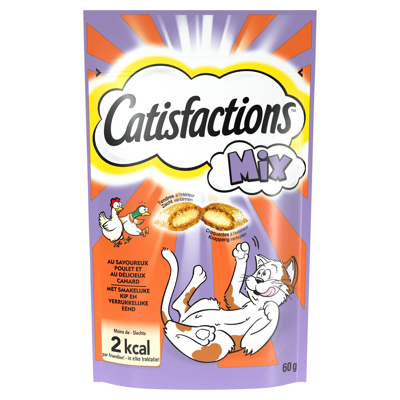 Afbeelding van 6x Catisfactions Kattensnoepjes Kip Eend 60 gr