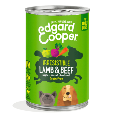 Afbeelding van 6x Edgard &amp; Cooper Blik Vers Vlees Hondenvoer Lam Rund 400 gr