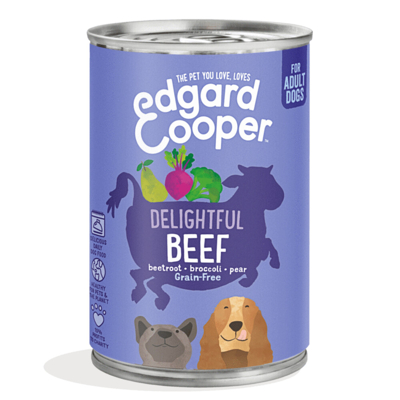 Afbeelding van 6x Edgard &amp; Cooper Blik Vers Vlees Hondenvoer Rund 400 gr